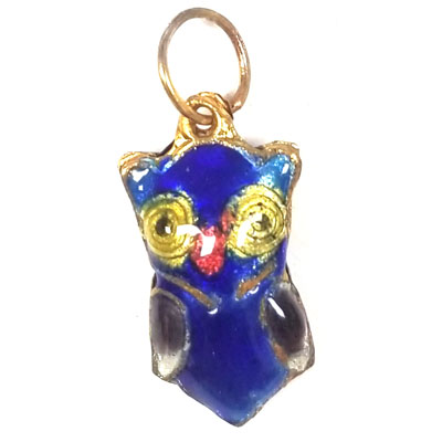 ENAMEL OWL 13X24MM BLUE